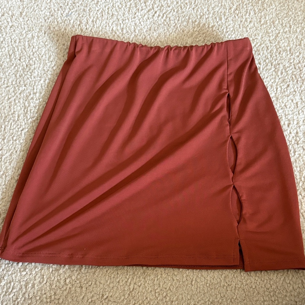 Rust Mini Skirt - Picture 3 of 4
